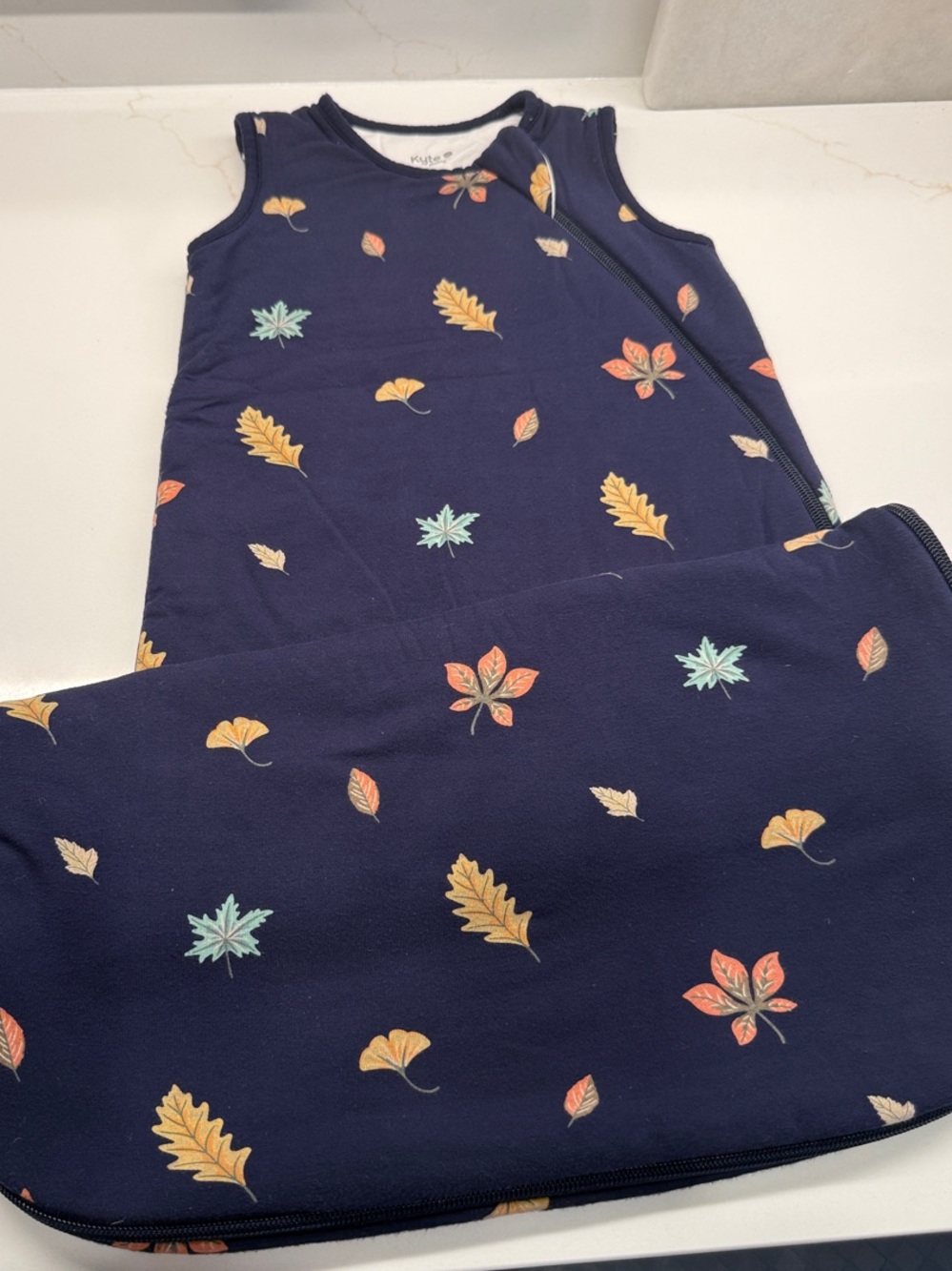 Kyte BABY Navy Sleep Sack in “Foliage” Leaf Print - M - 1.0TOG 6-18mo